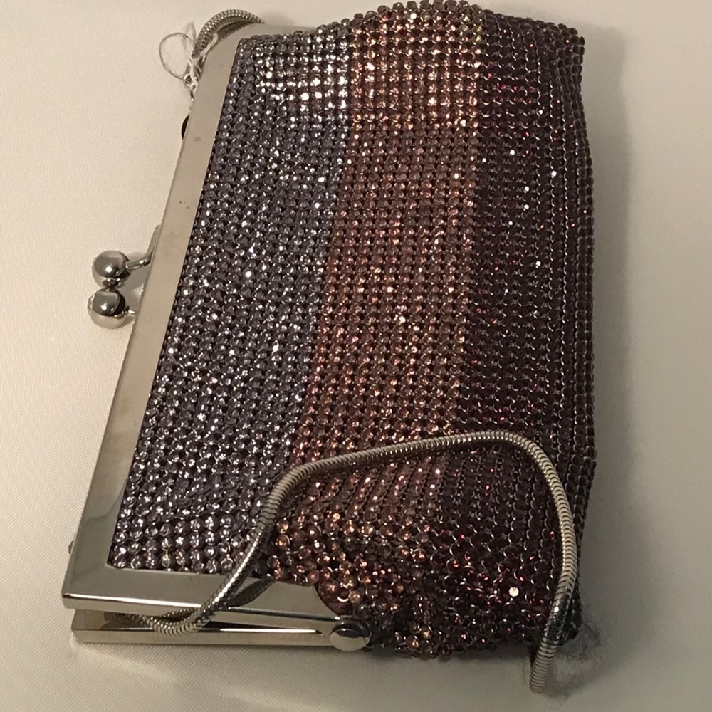 𝅺CLUTCH  Rainbow Beaded With Metal Chain NWT